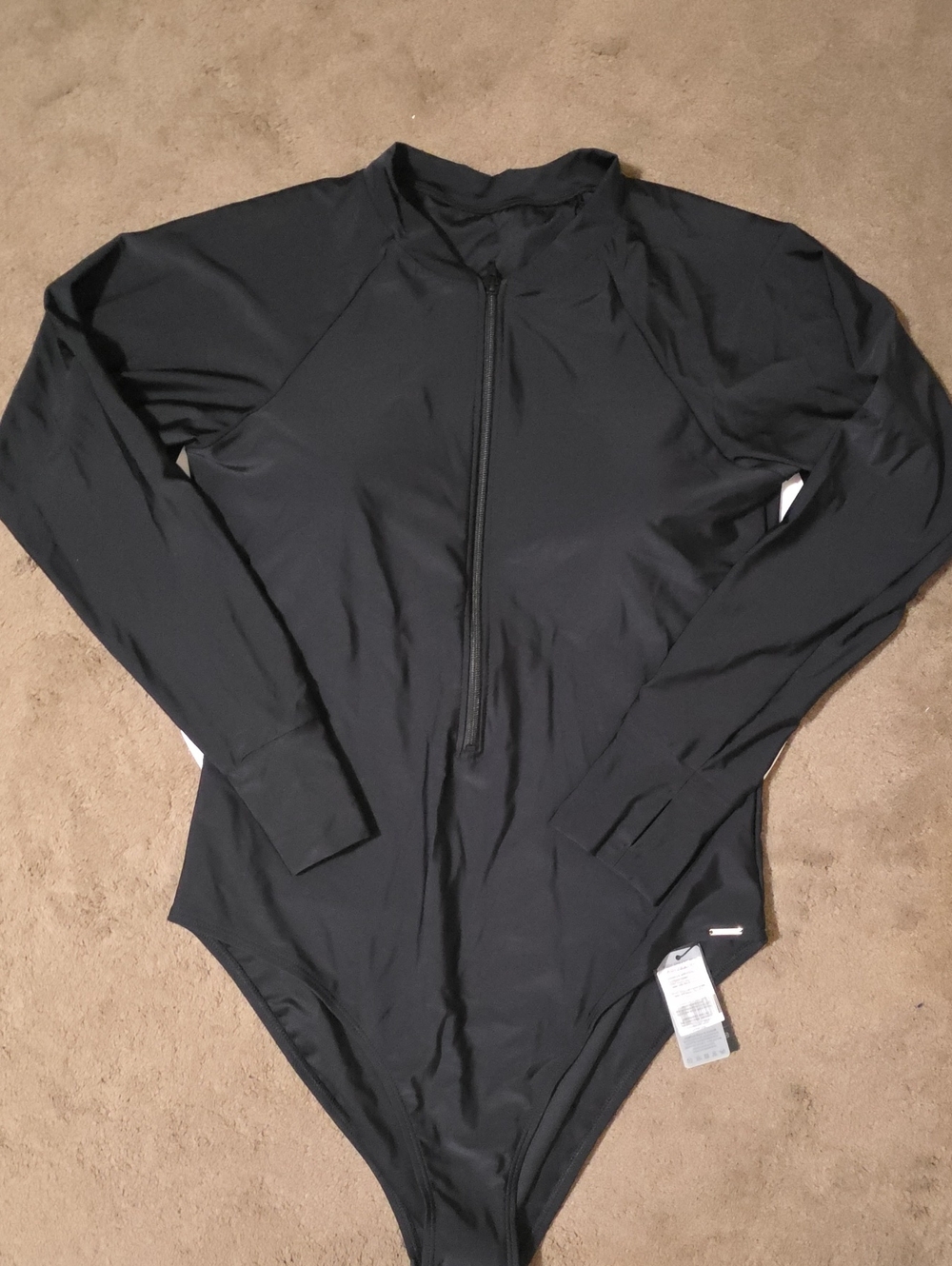 RELLECIGA Black Long-Sleeve One-Piece Swimsuit
